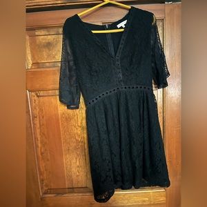 Promesa Black Lace V Neck Dress